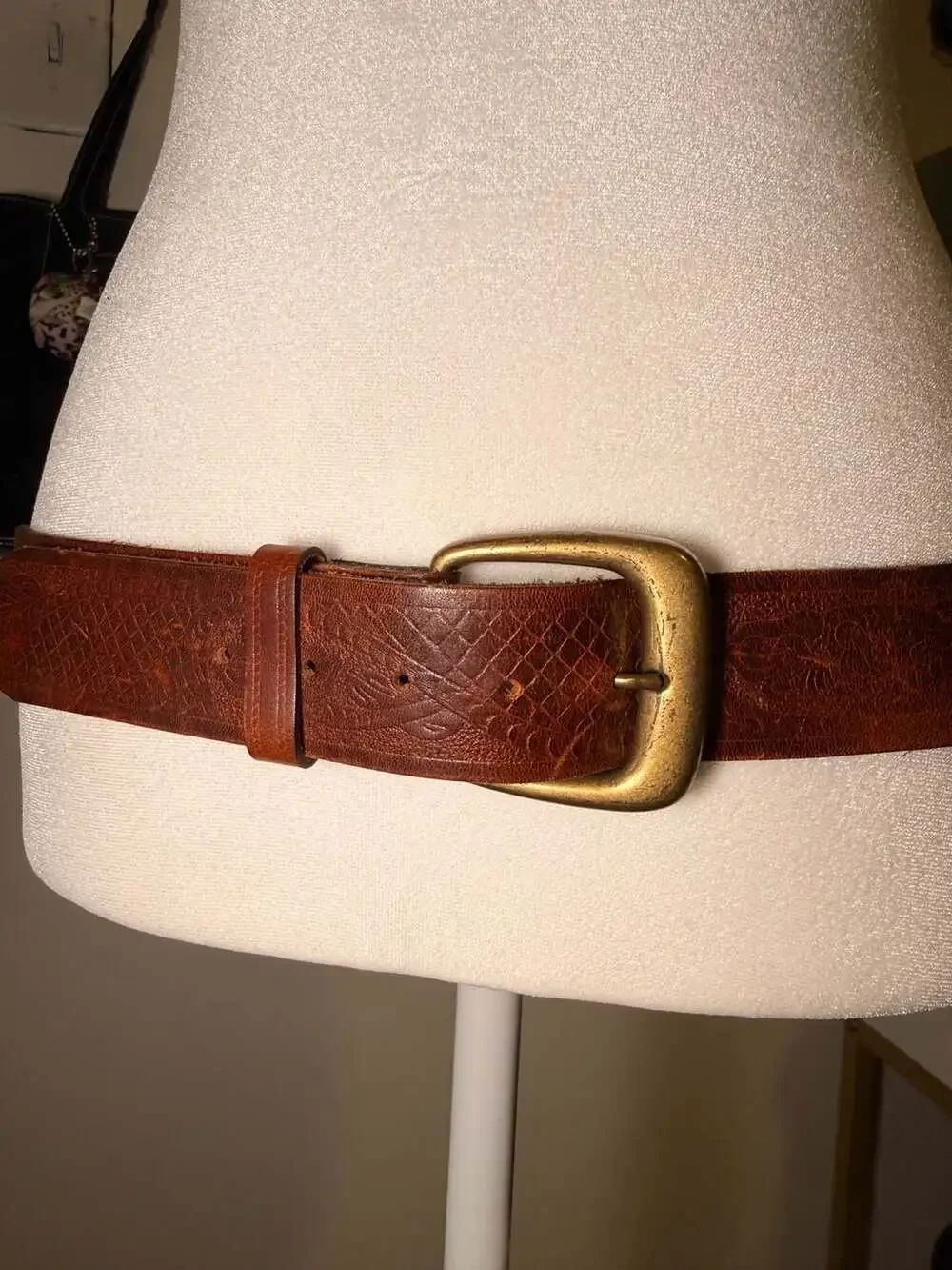 Vintage Made in USA Levis Tooled Leather Belt Size 36
